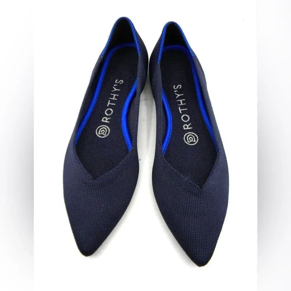 Rothy's Navy Knit Flats with Royal Blue Trim NWOT